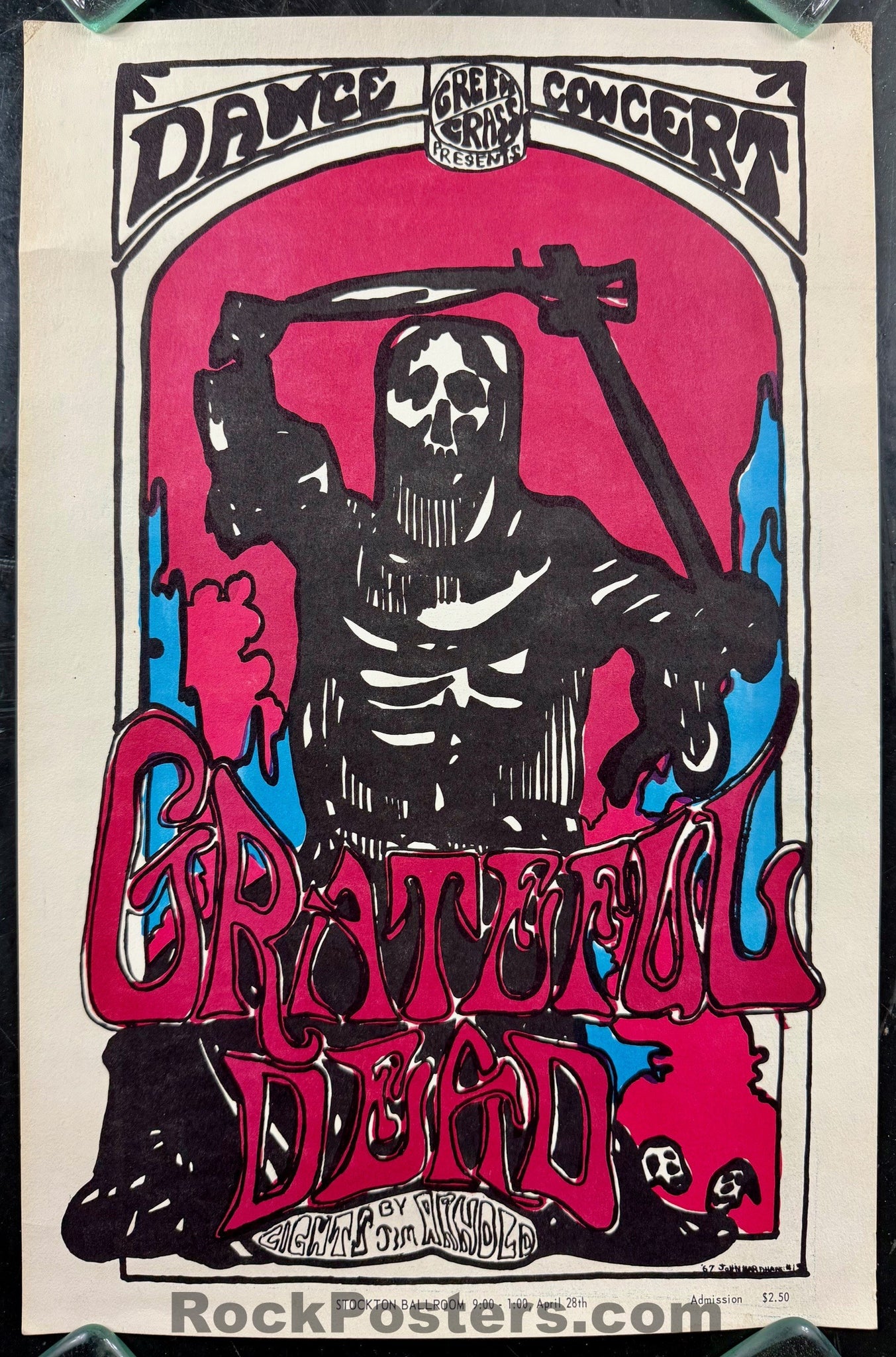 AUCTION - Grateful Dead - "Grim Reaper" - 1967 Poster - Stockton, CA - Excellent