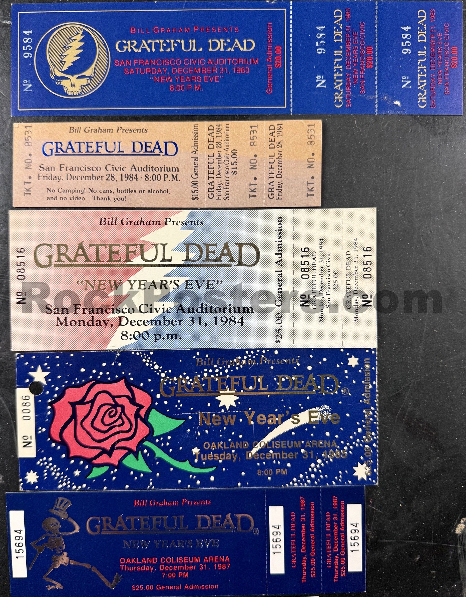 AUCTION - Grateful Dead - New Year's Eve - Tickets (9) - Excellent