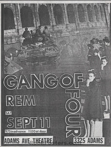 AUCTION - Gang of Four - R.E.M. - 1982 Punk Flyer - San Diego - Excellent