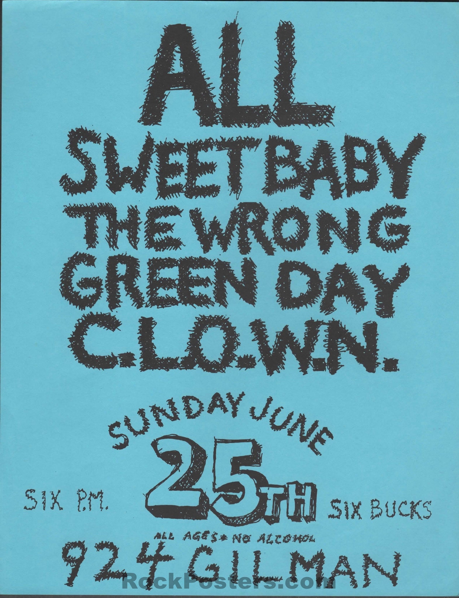 AUCTION - Green Day - ALL - 1989 Punk Flyer - 924 Gilman - Near Mint Minus