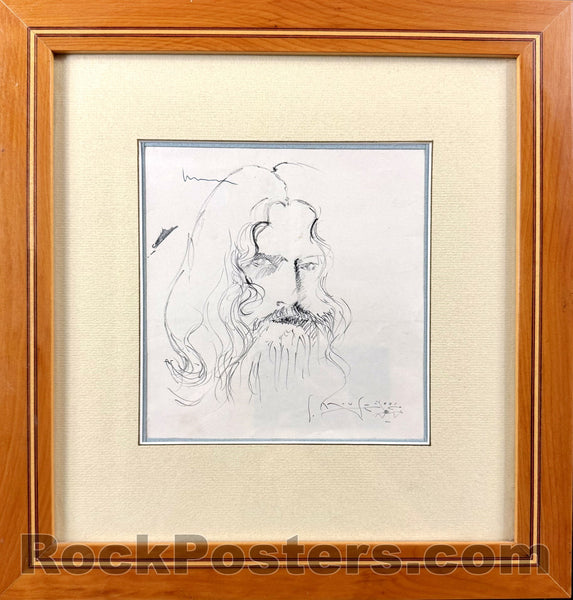 AUCTION -  Portrait of Rick Griffin - Stanley Mouse Original Art - 1968 Framed - Excellent