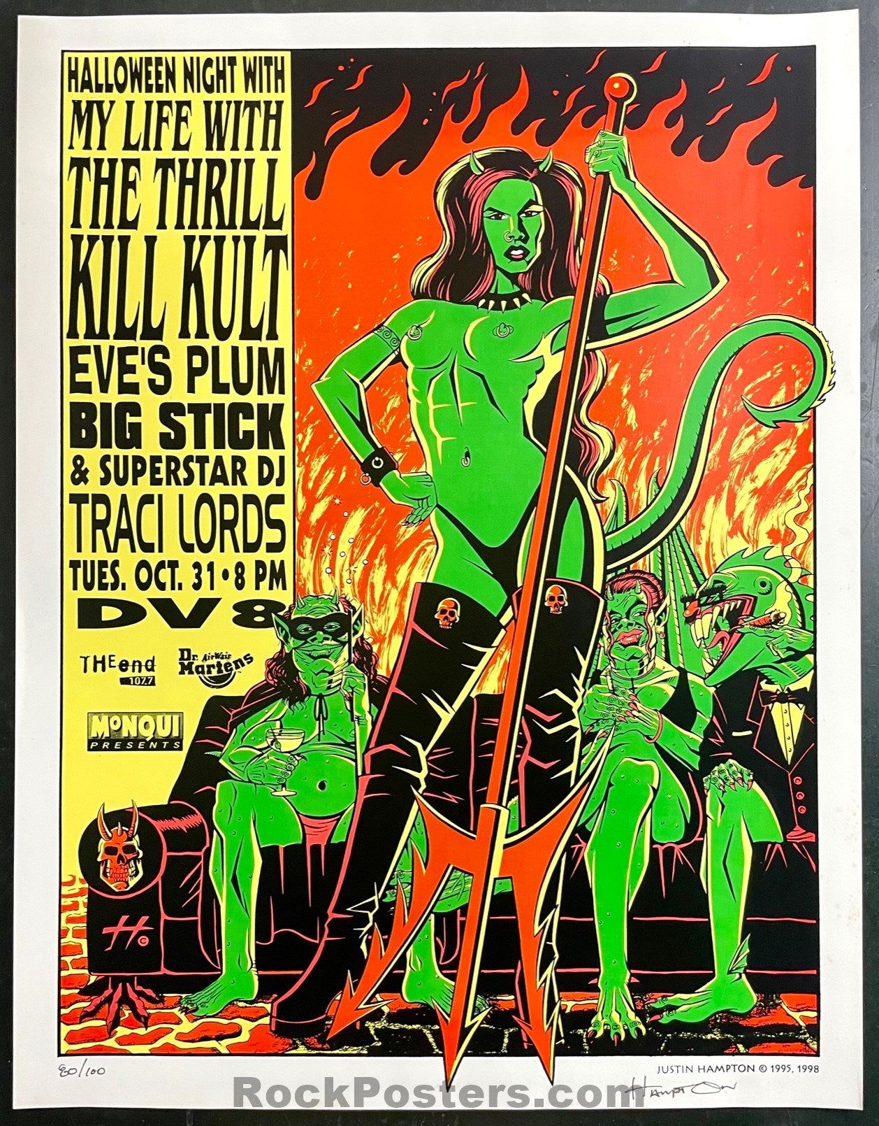 AUCTION - AoMR 238.6 - My Life With The - Thrill Kill Cult - Hampton Signed - 1995 Silkscreen Poster - San Francisco - Near Mint