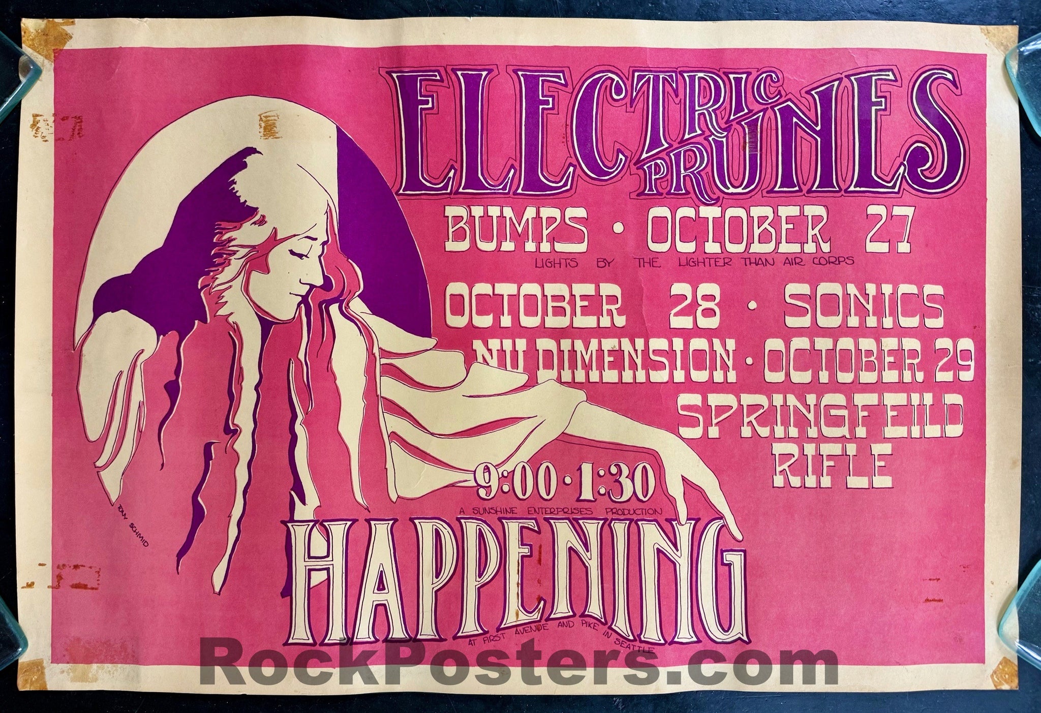AUCTION - Electric Prunes/Sonics - 1967 Poster - Happening - Seattle, WA - Very Good