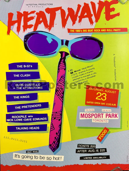 AUCTION - Clash - Talking Heads/B-52's - 1980 New Wave Festival Poster - Toronto - Excellent