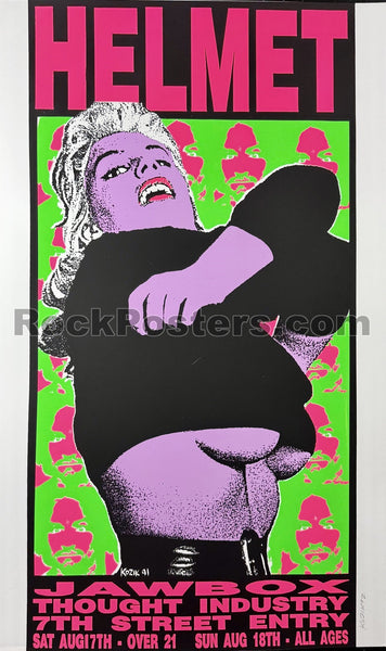 AUCTION - Helmet - Frank Kozik - 1991 Poster - 7th Street Entry Minneapolis  - Excellent