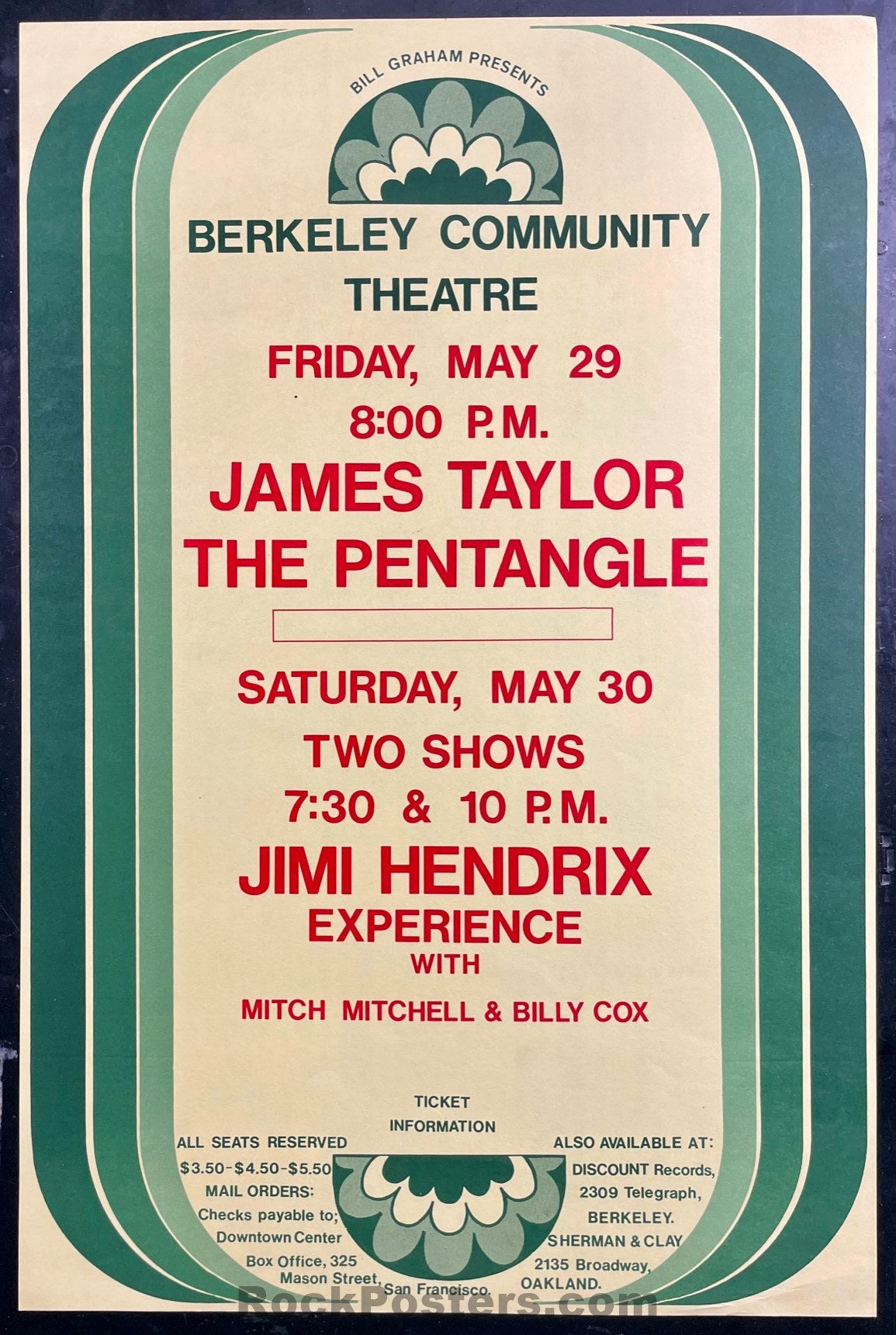 AUCTION - Jimi Hendrix - Berkeley, CA - 1970 Poster - Near Mint Minus