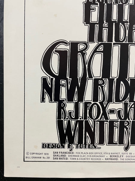 AUCTION - BG-282 - Grateful Dead - "Zebra" - Randy Tuten Signed - 1971 Poster - Winterland - Excellent