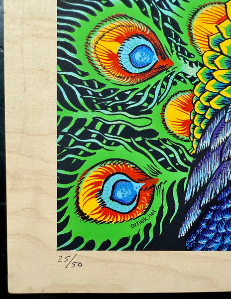 AUCTION - Peacock '09 - Wood Panel - Edition of 50 - Emek - Mint