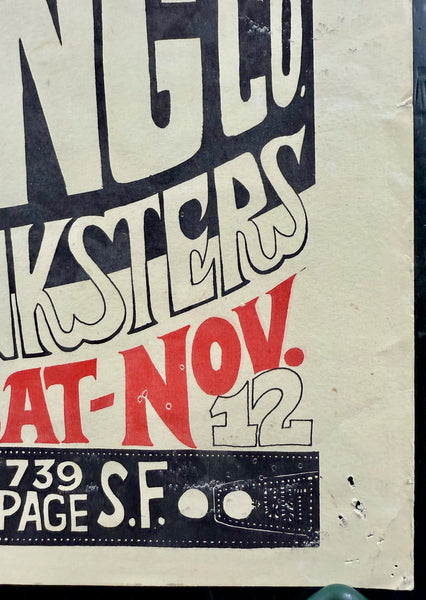 AUCTION - AOR 2.247 - Hells Angels - Merry Pranksters - 1966 Poster - Sokul Hall - Very Good