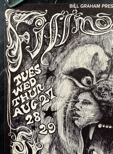 AUCTION - BG-134 - Grateful Dead - Santana - Lee Conklin Signed - 1968 Poster - Fillmore West - Excellent