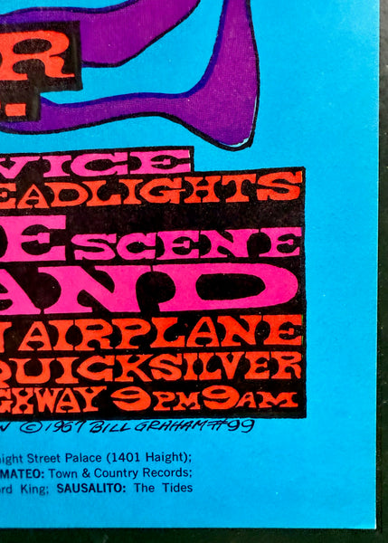 AUCTION - BG-99 - The Doors - Big Brother Janis Joplin - Bonnie MacLean Signed - 1967 Poster - Fillmore Auditorium - Near Mint