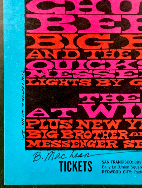 AUCTION - BG-99 - The Doors - Big Brother Janis Joplin - Bonnie MacLean Signed - 1967 Poster - Fillmore Auditorium - Near Mint