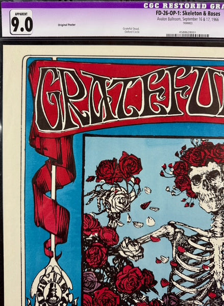 FD-26 - Grateful Dead - Mouse & Kelley - 1966 Poster - Avalon Ballroom - CGC Graded 9.0