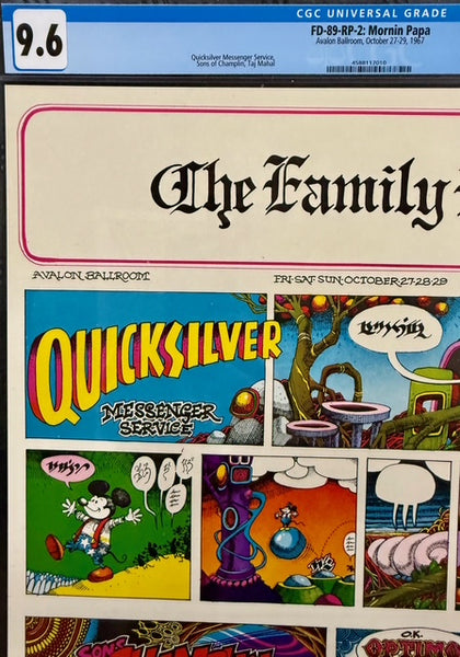 AUCTION - FD-89-RP-2 - Quicksilver Messenger - Rick Griffin - Avalon Ballroom - 1967 Poster - CGC Graded 9.6