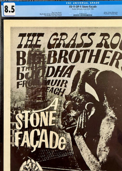 FD-11 - "Stone Facade" - Big Brother - Victor Moscoso - 1966 Poster - Avalon Ballroom - CGC Graded 8.5