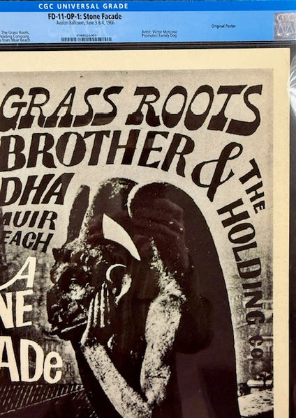 FD-11 - "Stone Facade" - Big Brother - Victor Moscoso - 1966 Poster - Avalon Ballroom - CGC Graded 8.5