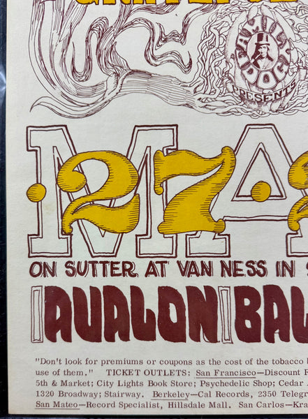 FD-10 - "Hayfever" - Grateful Dead - Wes Wilson - 1966 Poster - Avalon Ballroom - CGC Graded 7.5