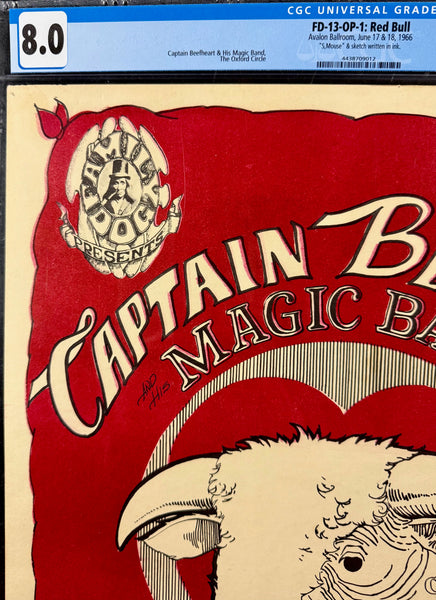 FD-13 - Captain Beefheart - Mouse Signed - 1966 Poster - Avalon Ballroom - CGC Graded 8.0
