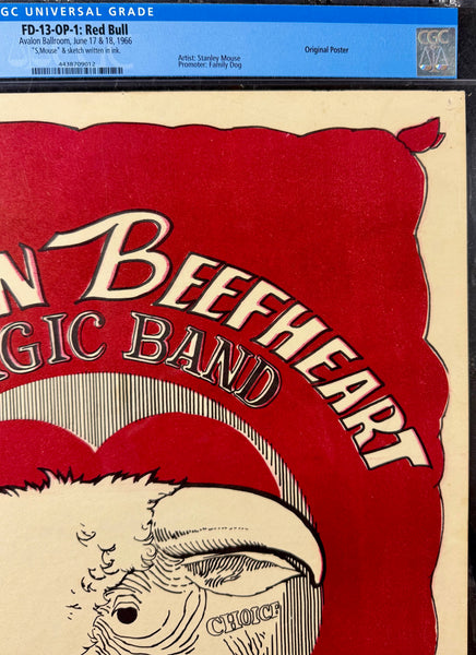 FD-13 - Captain Beefheart - Mouse Signed - 1966 Poster - Avalon Ballroom - CGC Graded 8.0