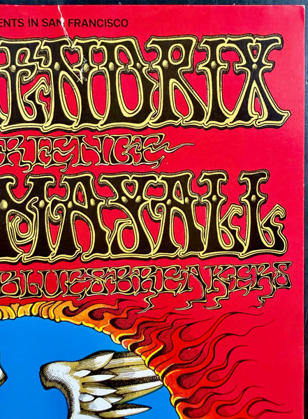 AUCTION - BG-105-RP-2 - Jimi Hendrix - Rick Griffin - 1968 Poster - Fillmore/Winterland - Very Good - SF Rock Posters & Collectibles