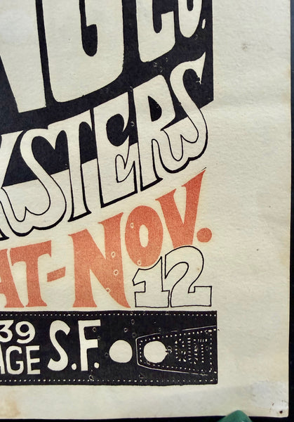 AUCTION - AOR  2.247 - Hells Angels - Big Brother / Merry Pranksters - Gut  - 1966 Poster - Sokol Hall - Excellent