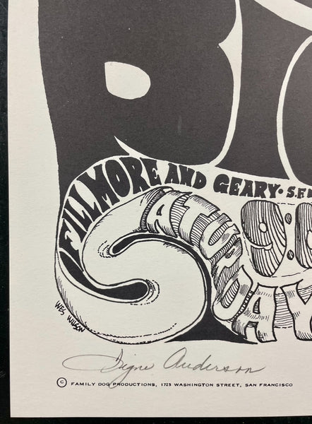 AUCTION - FD-1-RP-2 - Jefferson Airplane - Signe Anderson Signed - Wes Wilson - 1967 Poster -  Fillmore Auditorium - Near Mint