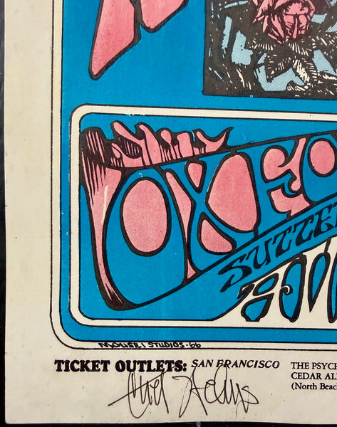 AUCTION - FD-26 - Grateful Dead - Signed Mouse, Kelley & Chet Helms - 1st Print Skeleton & Roses - 1966 Poster - Avalon Ballroom - Very Good - SF Rock Posters & Collectibles