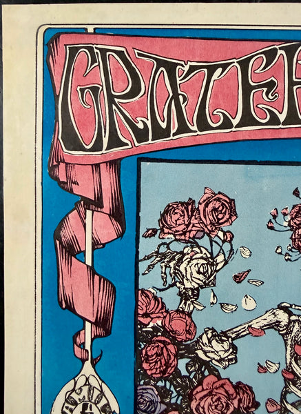 AUCTION - FD-26 - Grateful Dead - Signed Mouse, Kelley & Chet Helms - 1st Print Skeleton & Roses - 1966 Poster - Avalon Ballroom - Very Good - SF Rock Posters & Collectibles