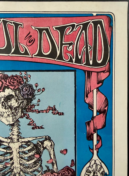 AUCTION - FD-26 - Grateful Dead - Signed Mouse, Kelley & Chet Helms - 1st Print Skeleton & Roses - 1966 Poster - Avalon Ballroom - Very Good - SF Rock Posters & Collectibles