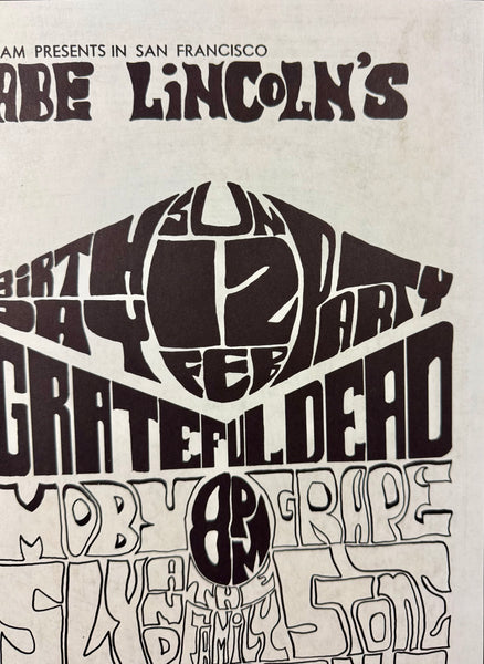 AUCTION - AOR 2.73 - Grateful Dead - Sly & The Family Stone - 1967 Benefit Poster - Excellent