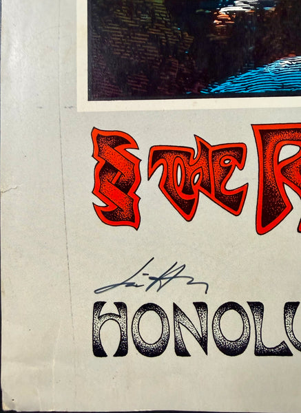 AUCTION - AOR 4.147 - The Rolling Stones - David Singer Signed - 1973 Poster - Hawaii - Very Good
