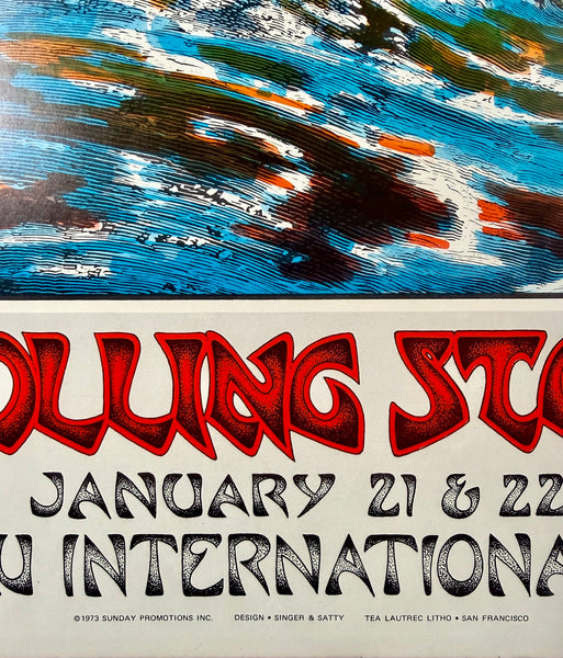 AUCTION - AOR 4.147 - The Rolling Stones - Singer/Satty - 1973 Poster - Honolulu, HI - Near Mint Minus