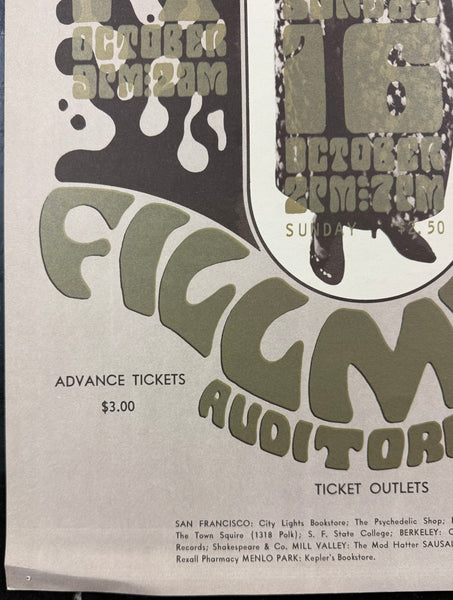 AUCTION - BG-31 - Butterfield Blues Band - Jefferson Airplane - Wes Wilson - 1966 Poster - Fillmore Auditorium - Very Good