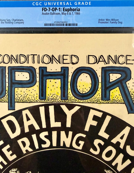 FD-7 - "Euphoria" - Daily Flash - Wes Wilson - 1966  Poster - Avalon Ballroom - CGC Graded 7.0