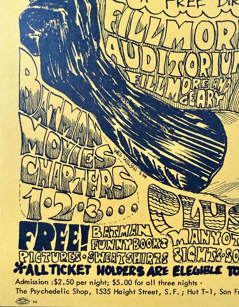 AUCTION -  BG-2-RP2 - "Batman" - Great Society Grace Slick - 1966 Poster - Fillmore Auditorium - Near Mint Minus