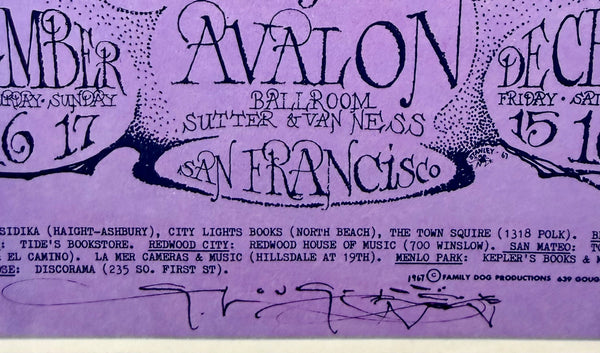 AUCTION -  FD-96 - Quicksilver Messenger Service - Mouse Signed - 1967 Poster -  Avalon Ballroom - Near Mint