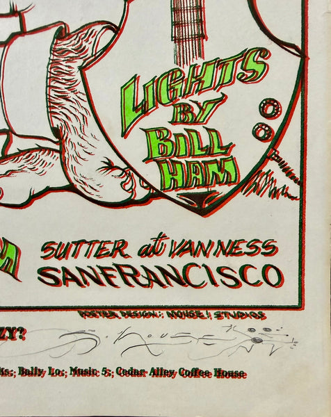 AUCTION - FD-16 - Sir Douglas Quintet - 1966 Poster - Mouse & Kelley Signed - 1966 Poster -  Avalon Ballroom - Very Good