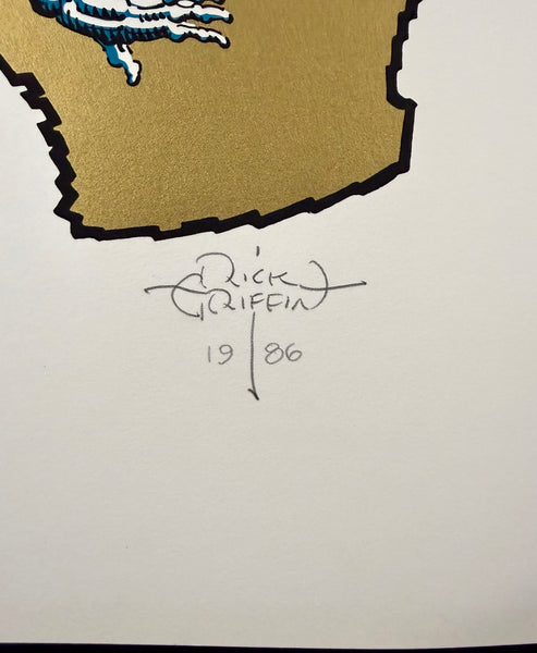 AUCTION - Grateful Dead - California Surfing Skeletons - Signed by Rick Griffin - 1986  Lithograph - Excellent