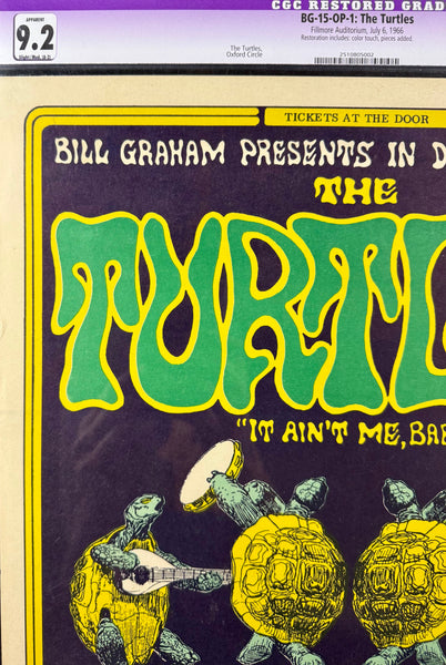 AUCTION - BG-15 - The Turtles - Wes Wilson - 1966 Poster - Fillmore Auditorium - CGC Graded 9.2