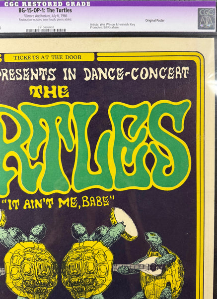 AUCTION - BG-15 - The Turtles - Wes Wilson - 1966 Poster - Fillmore Auditorium - CGC Graded 9.2
