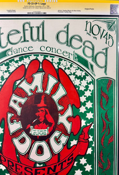 AUCTION - FD-33-OP-1 - Grateful Dead - Mouse Signed - 1966 Poster - Avalon Ballroom - CGC Graded 9.4
