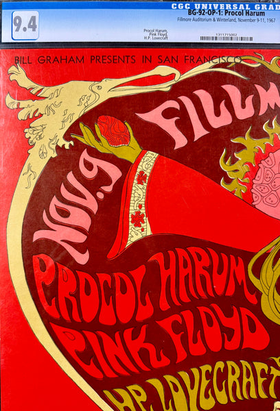 AUCTION - BG-92 - Pink Floyd - 1967 Poster - Fillmore Auditorium - CGC Graded 9.4