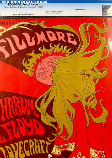 AUCTION - BG-92 - Pink Floyd - 1967 Poster - Fillmore Auditorium - CGC Graded 9.4