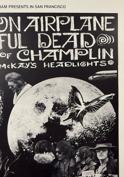 AUCTION - BG-197 -  Grateful Dead - Jefferson Airplane - Bonnie MacLean - 1969 Poster - Winterland - Near Mint