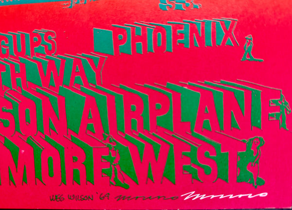 AUCTION - Jefferson Airplane - "Wild West" - Victor Moscoso Signed - 1969 Poster - Fillmore West - Excellent