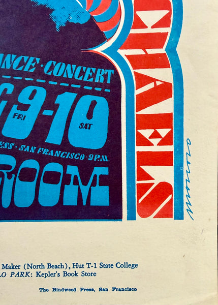 AUCTION - FD-38 - Big Brother w/Janis Joplin - Victor Moscoso - 1966 Poster - Avalon Ballroom -  Excellent