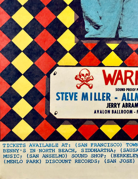 AUCTION - AOR 2.30 - Steve Miller - Alton Kelley Signed - 1968 Poster - Avalon Ballroom - Near Mint Minus