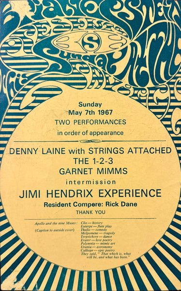 AUCTION - Jimi Hendrix - 1967 Program - Saville Theater London - Very Good