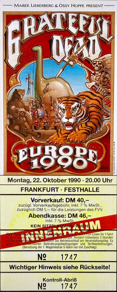 AUCTION - Grateful Dead - Rick Griffin - 1990 Europe Germany - Lot of (3) Tickets - Near Mint