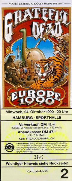AUCTION - Grateful Dead - Rick Griffin - 1990 Europe Germany - Lot of (3) Tickets - Near Mint
